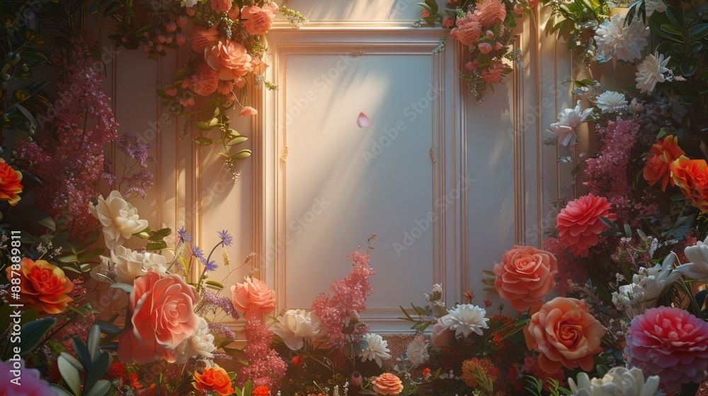 3d style royal invitation with frame with flowers 3d style royal invitation with frame with flowers