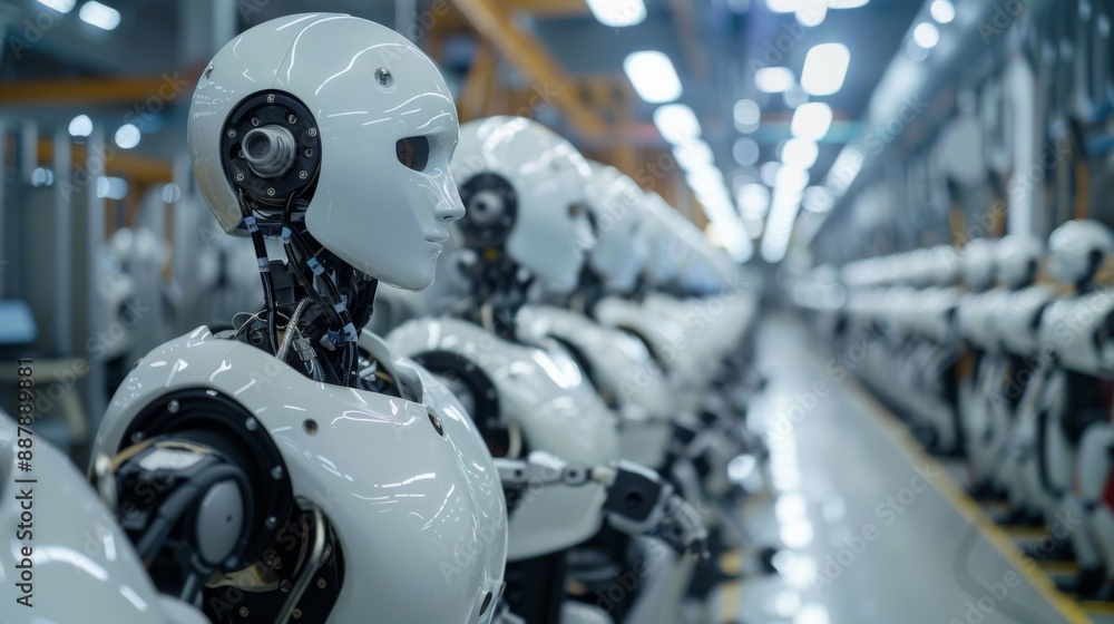 Robots in a manufacturing factory Robots in a manufacturing factory