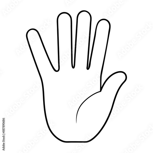 Cartoon kids outline hands with palm front view