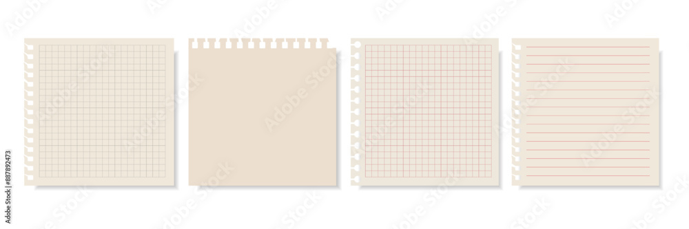 Set of paper notebook sheets. Vector design template in aged style. Set of paper notebook sheets. Vector design template in aged style.