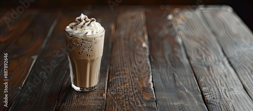 Iced coffee with cream on a...