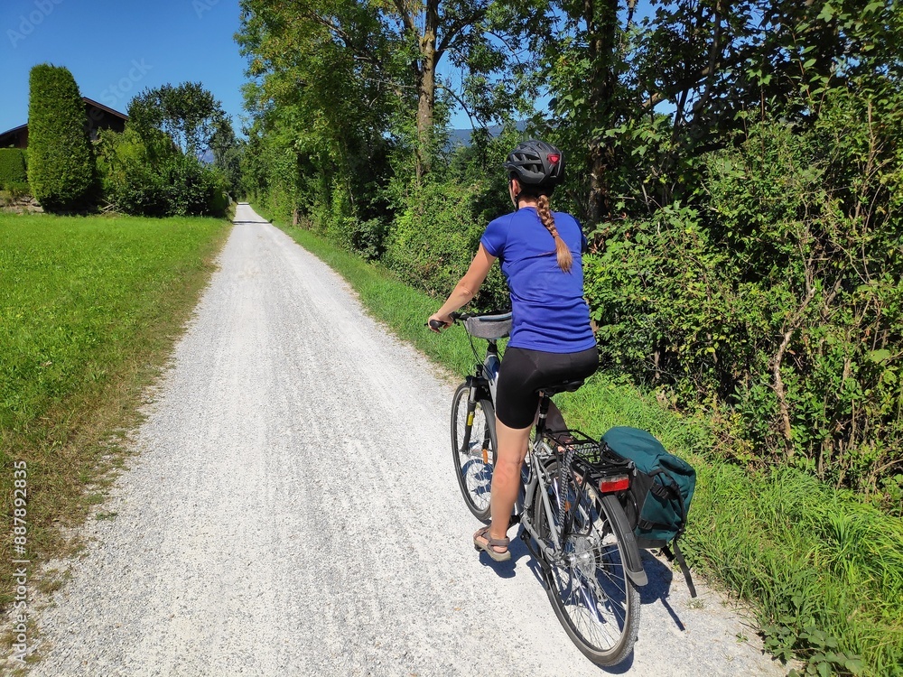 Cyclist in helmet in Austria