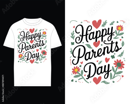 Happy Parents Day in elegant cursive calligraphy tshirt design template