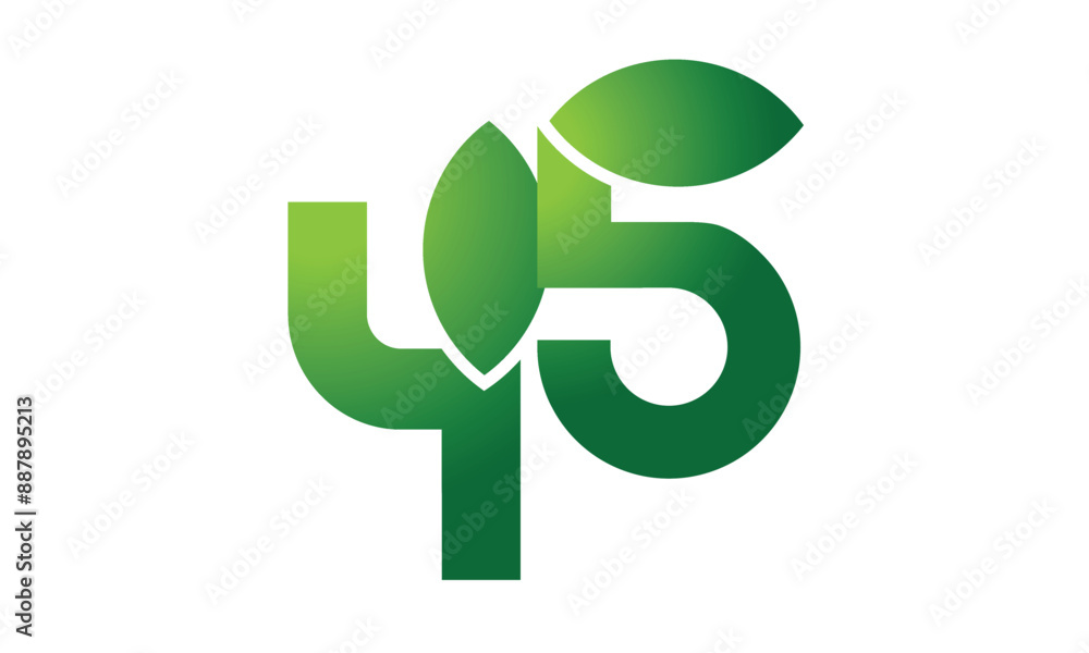 45 Leaf Logo Number Green Simple Nature 45 Leaf Logo Number Green Simple Nature