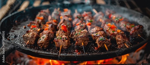 Meat skewers with beef cook...