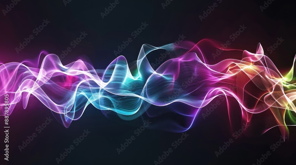 Obraz premium Abstract Swirling Rainbow Lines on Black