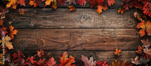 Fall foliage framing a wood...