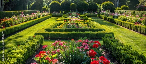 Formal garden with flower b...