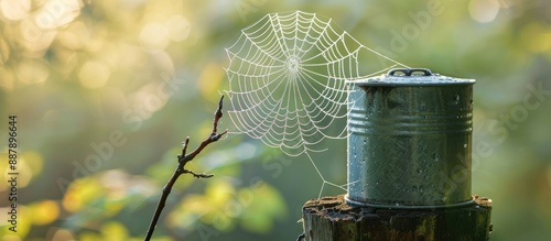 A spider web delicately spa...