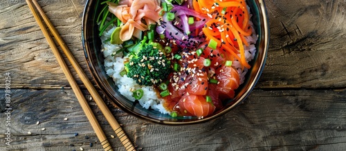 A poke bowl displayed from ...
