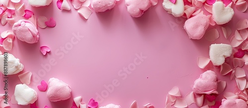 Pink background with marshm...