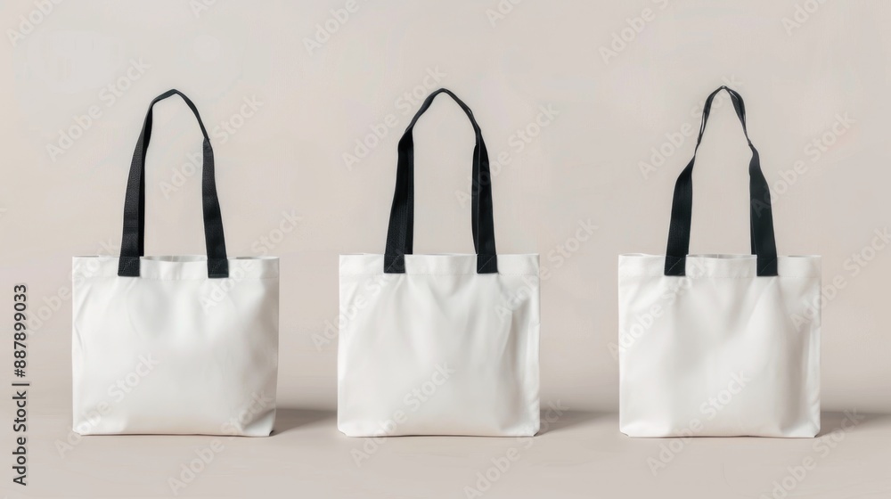 Blank white tote bags with black handles. Blank white tote bags with black handles.