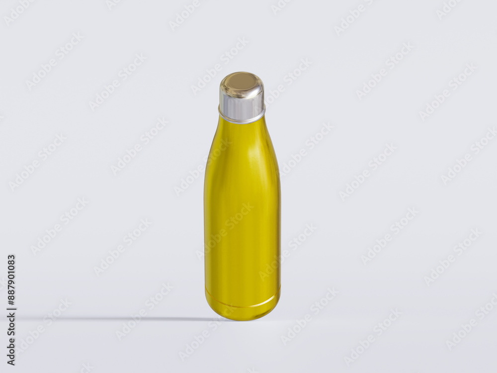 Water bottle color Steel metal thermo flask, 3d render mockup. Reusable stainless steel sport bottle, isolated on gray. Gym or travel water container, closed with cap, portable blank Water bottle color Steel metal thermo flask, 3d render mockup. Reusable stainless steel sport bottle, isolated on gray. Gym or travel water container, closed with cap, portable blank