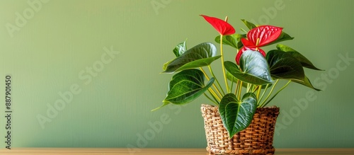 Anthurium flower in wicker ...