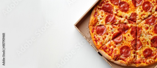 Close up of a pizza box aga...