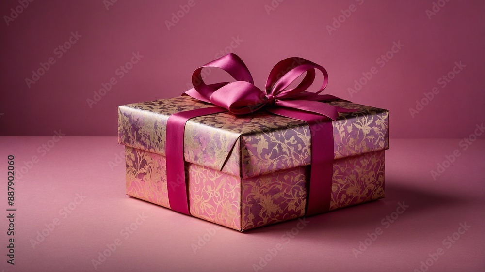 Gift box with a bow on a plain background. Gift box with a bow on a plain background.