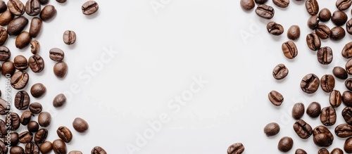 Wallpaper Mural Circular arrangement of coffee beans on a white background with copy space image Torontodigital.ca
