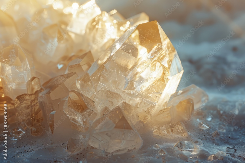 A macro shot of a raw quartz crystal with intricate facets and a pristine white color, A macro shot of a raw quartz crystal with intricate facets and a pristine white color,