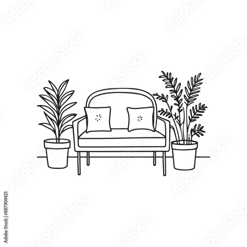 sofa in patio doodle simple