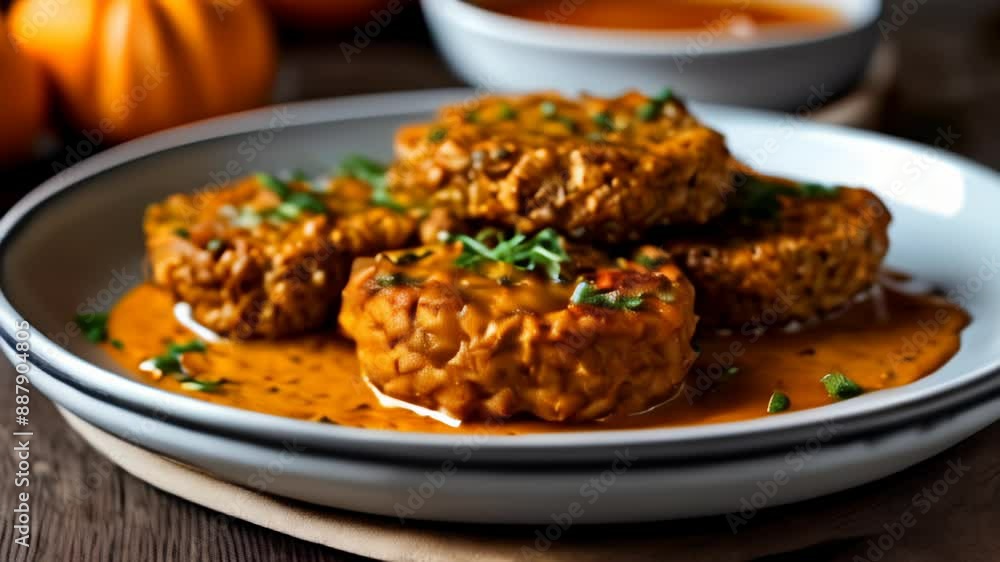 Deliciously spiced meatballs in a rich sauce ready to be savored Deliciously spiced meatballs in a rich sauce ready to be savored