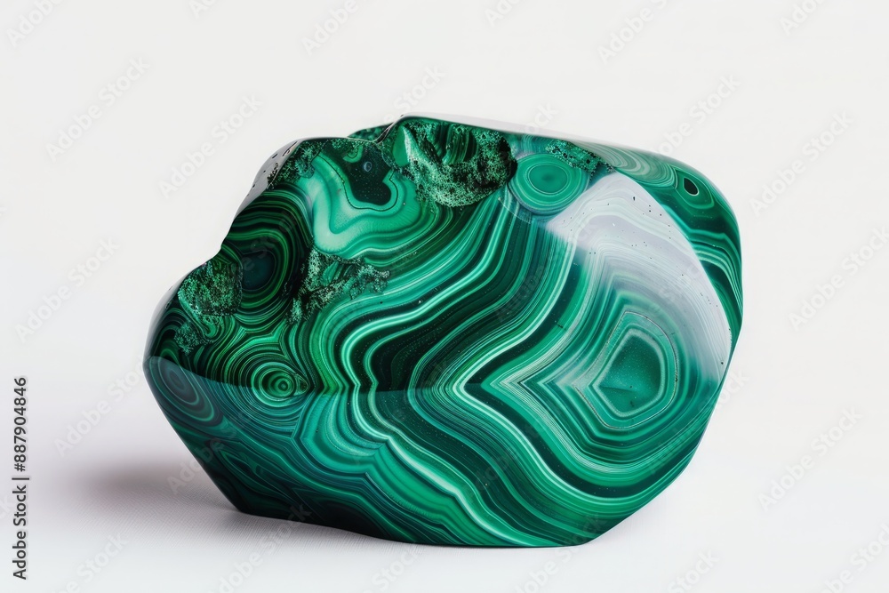 polished malachite stone, highlighting its swirling green patterns polished malachite stone, highlighting its swirling green patterns