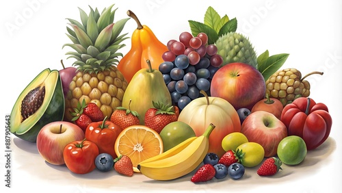 illustration Mix fruits and vegetables