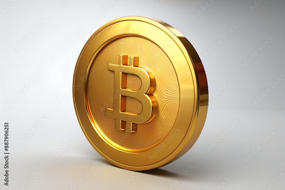 3D Bitcoin gold coin illustration 3D Bitcoin gold coin illustration
