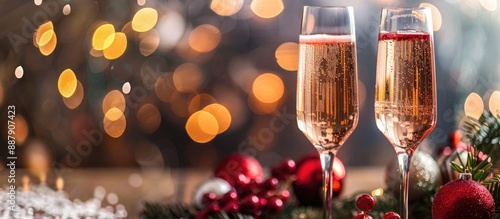Holiday flutes with champag...