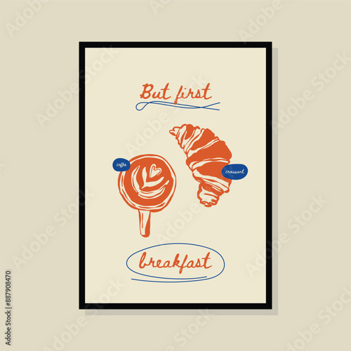 La Dolce Vita hand drawn vector illustration in a poster frame. Art for poster design, postcards, branding, logo design, background.
