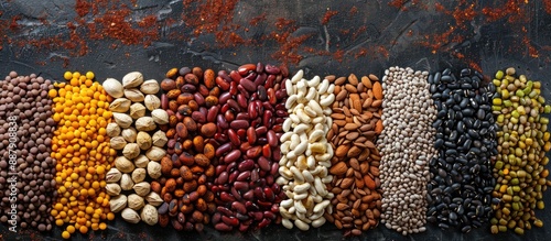 An assortment of beans nuts...