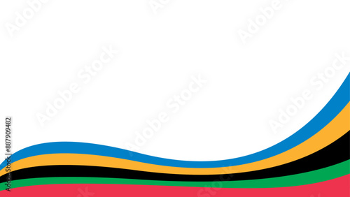 Colored Olympic Games Banner rainbow wavy lines flag symbol isolated. 