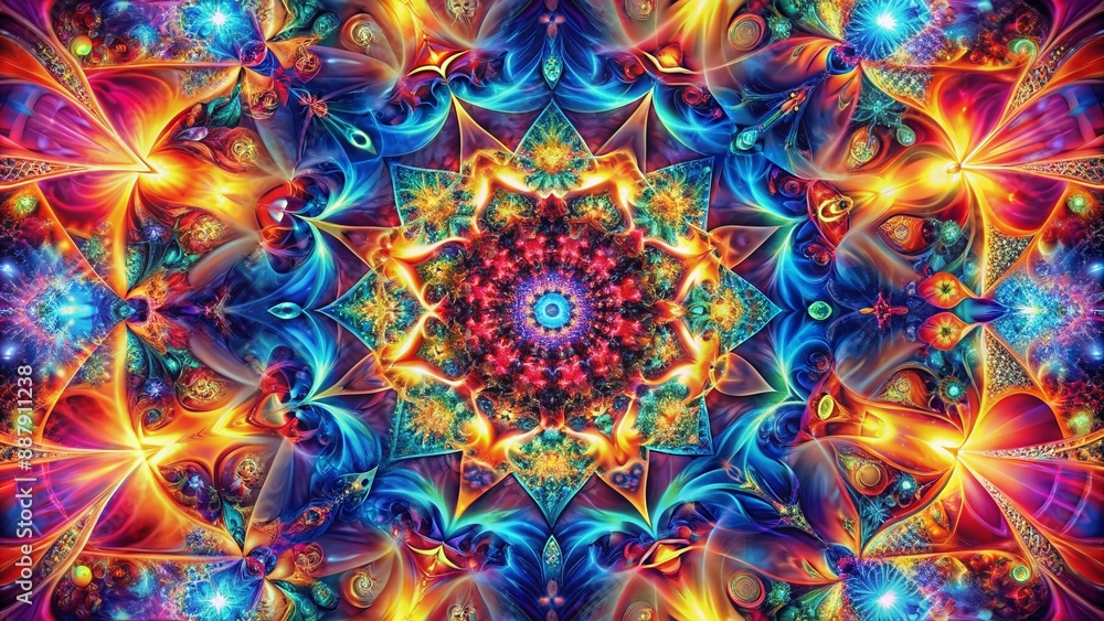 Vibrant digital artwork featuring abstract elements, geometric shapes, and swirling patterns in a kaleidoscope of colors, creating a mesmerizing and futuristic visual experience. Vibrant digital artwork featuring abstract elements, geometric shapes, and swirling patterns in a kaleidoscope of colors, creating a mesmerizing and futuristic visual experience.
