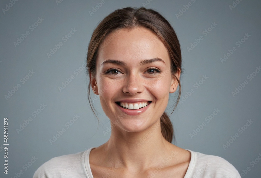 Portrait view of a regular happy smiling Chad woman, ultra realistic, candid, social media, avatar image, plain solid background Portrait view of a regular happy smiling Chad woman, ultra realistic, candid, social media, avatar image, plain solid background