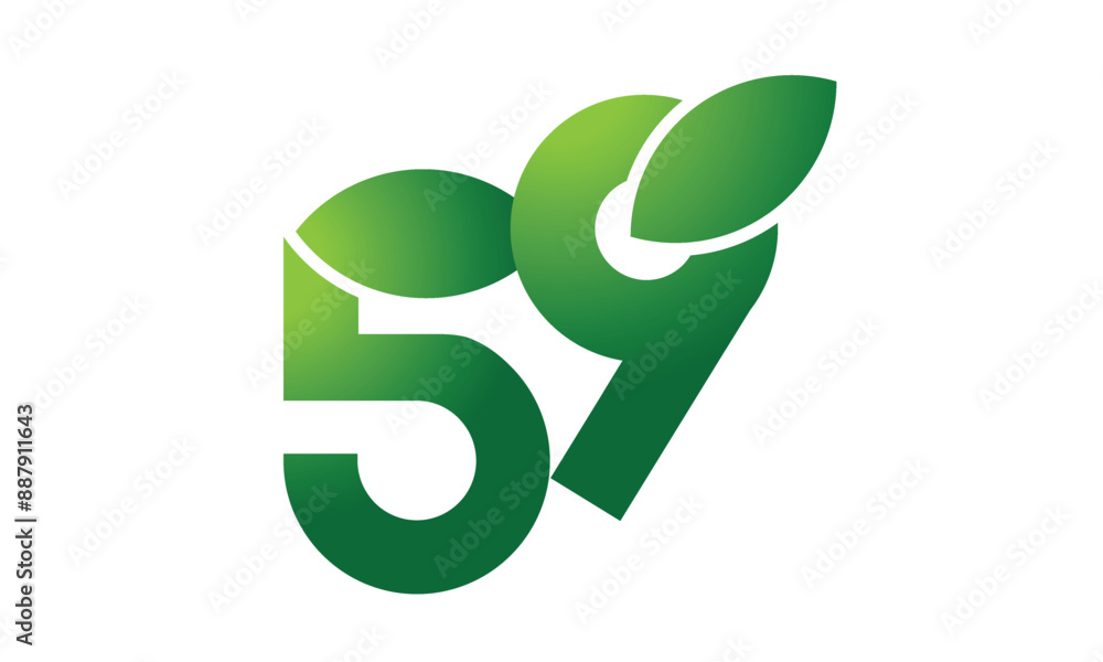 59 Leaf Logo Number Green Simple Nature 59 Leaf Logo Number Green Simple Nature