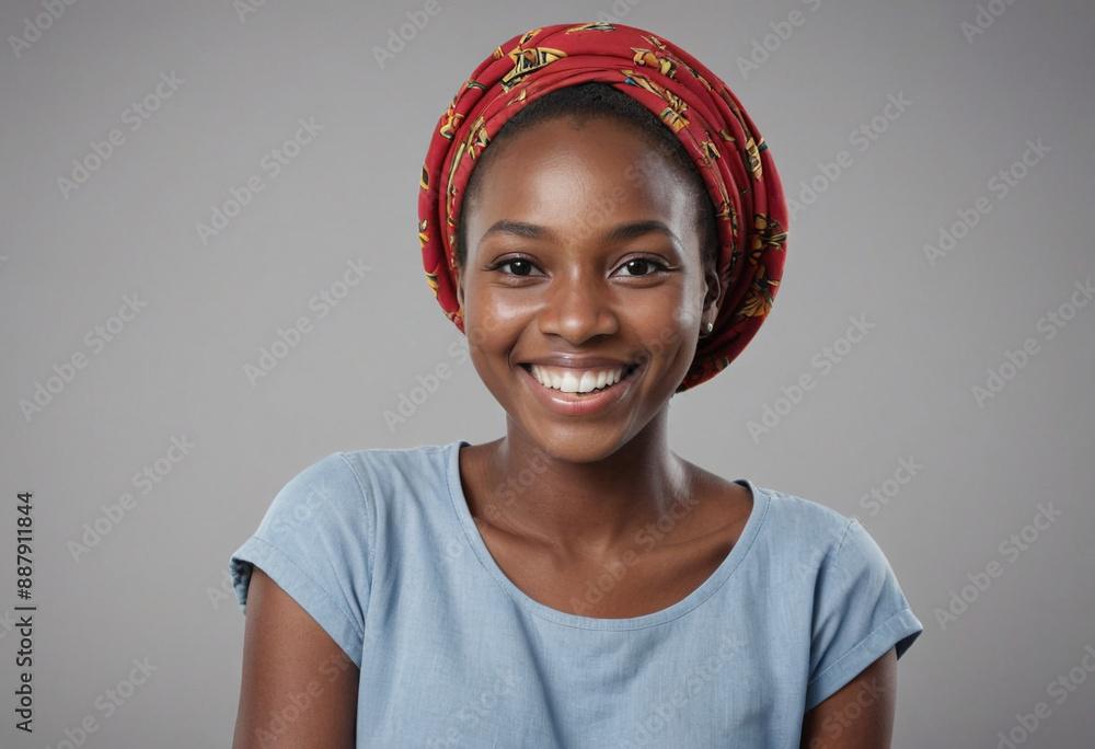 Portrait view of a regular happy smiling Kenya woman, ultra realistic, candid, social media, avatar image, plain solid background Portrait view of a regular happy smiling Kenya woman, ultra realistic, candid, social media, avatar image, plain solid background