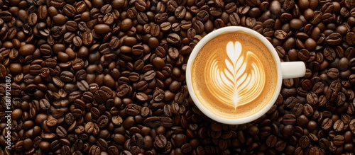 Latte art cup displayed on ...
