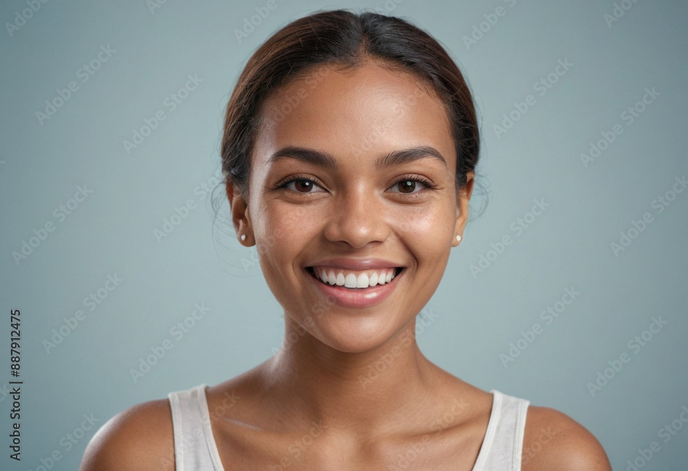 Portrait view of a regular happy smiling Seychelles woman, ultra realistic, candid, social media, avatar image, plain solid background Portrait view of a regular happy smiling Seychelles woman, ultra realistic, candid, social media, avatar image, plain solid background