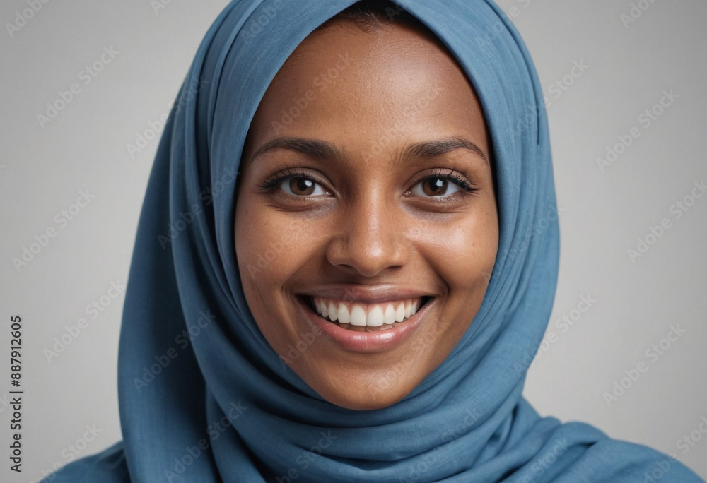 Portrait view of a regular happy smiling Somalia woman, ultra realistic, candid, social media, avatar image, plain solid background Portrait view of a regular happy smiling Somalia woman, ultra realistic, candid, social media, avatar image, plain solid background
