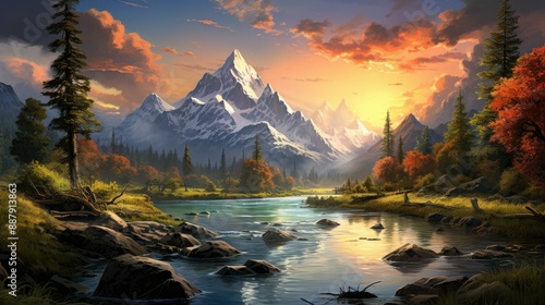 Towering mountains standing in majestic splendor