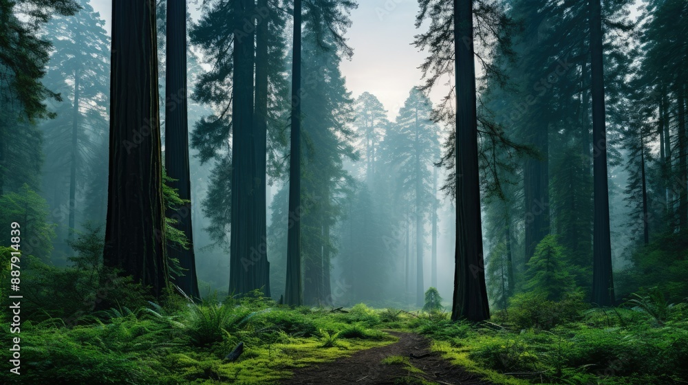 Fototapeta premium Towering trees in lush woodland