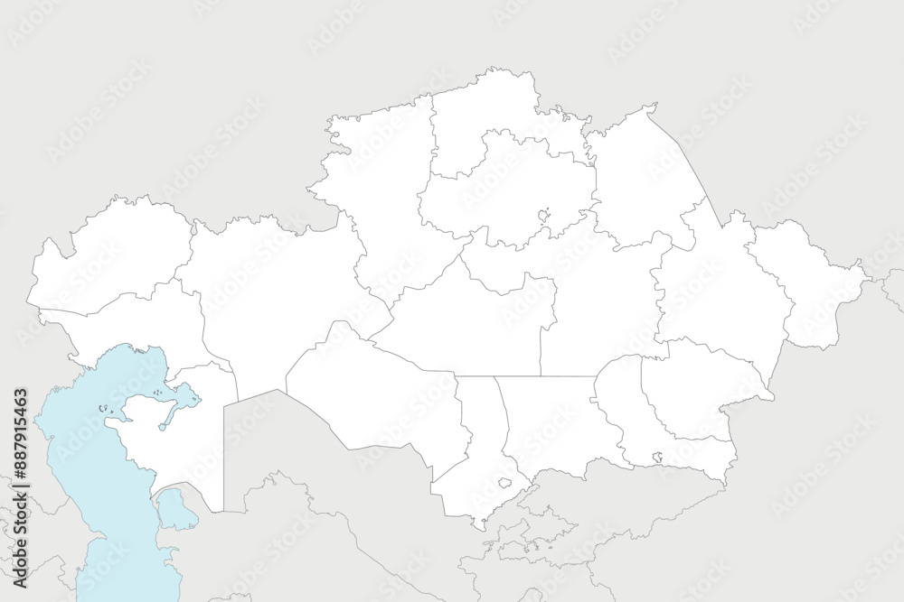 Vector blank map of Kazakhstan with regions, independent cities and administrative divisions, and neighbouring countries and territories. Editable and clearly labeled layers. Vector blank map of Kazakhstan with regions, independent cities and administrative divisions, and neighbouring countries and territories. Editable and clearly labeled layers.