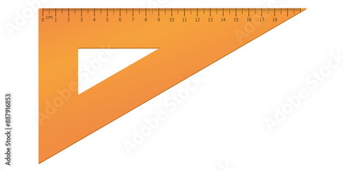 Triangle Geometric Object Isolated On White Background, School Ruler Vector Illustration.	