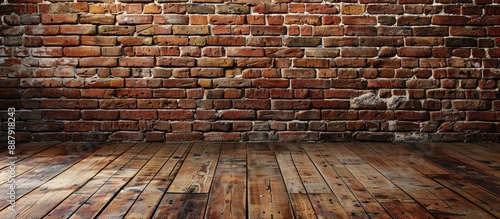 Room with vintage red brick...
