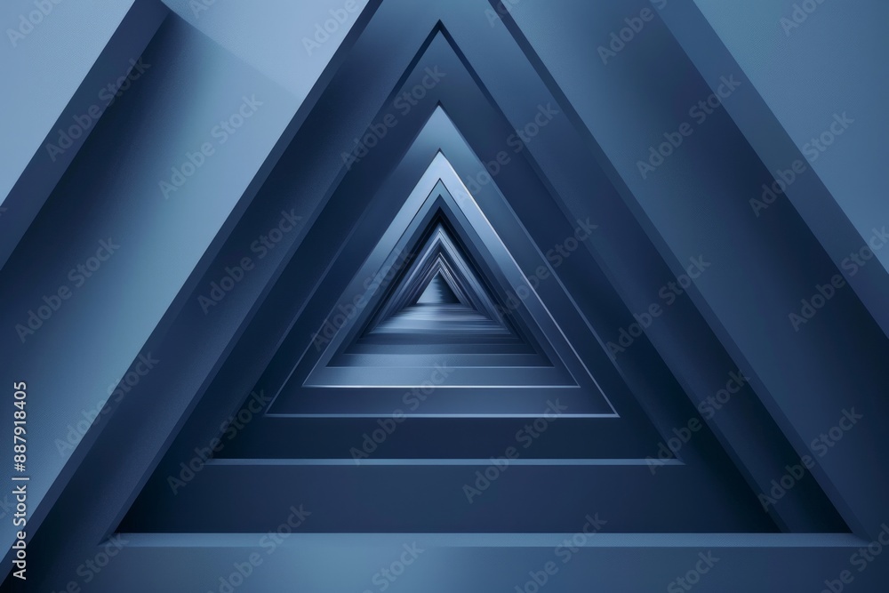 Obraz premium 3d triangle architecture with matte, gradient, deep, blue color. Minimalist Clean design. Elegant and high fashion 