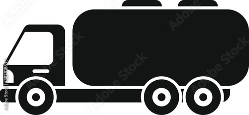 Black silhouette of a big tank trailer truck delivering oil, gas or other petroleum products