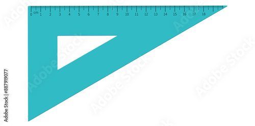 Triangle Geometric Object Isolated On White Background, School Ruler Vector Illustration.	