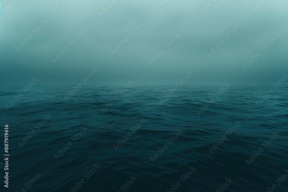 Obraz premium Sea ripple water in misty morning. Norwegian landscape with thick fog on beautiful lake. Nature, ecology, eco tourism. Travel and vacation concept
