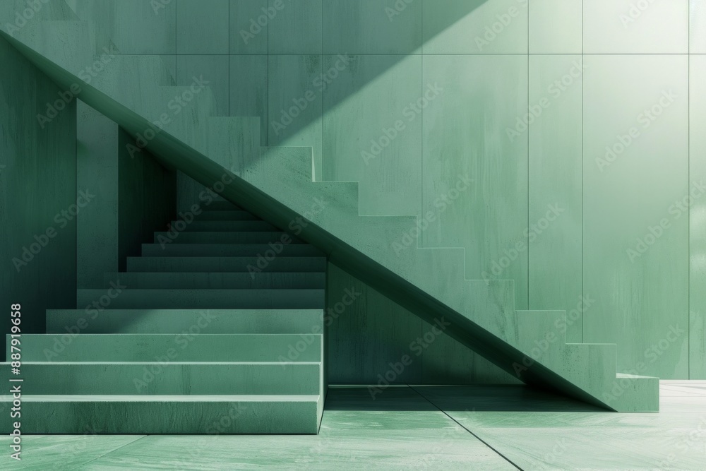 Fototapeta premium 3d triangle architecture with matte, gradient, deep, green color. Minimalist Clean design. Elegant and high fashion