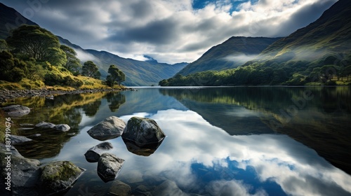 Tranquil lakes reflecting serene beauty