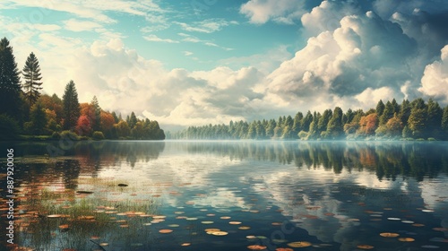Tranquil lakes reflecting serene beauty